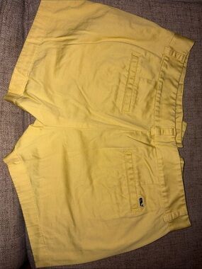 Vineyard Vines Bright Yellow Chino Shorts with Whale Embroidery